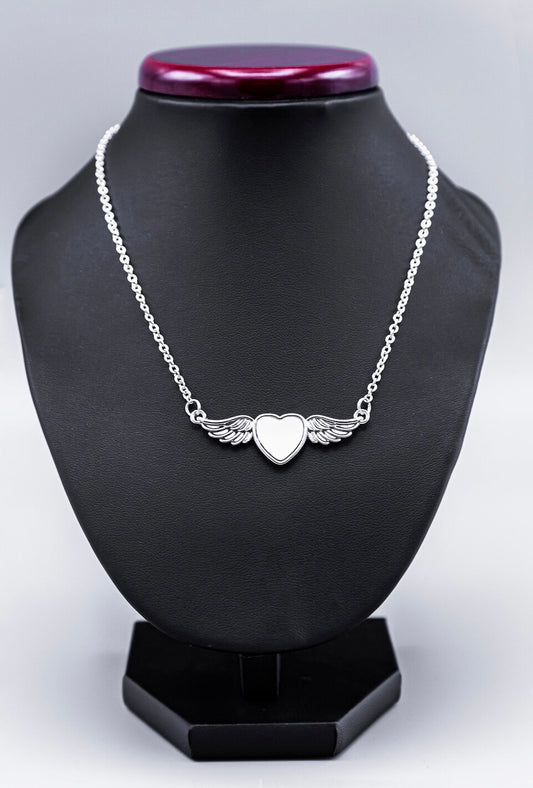 Angel wing heart necklace