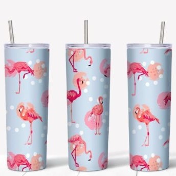 Blue and pink Flamingos 20 oz tumbler