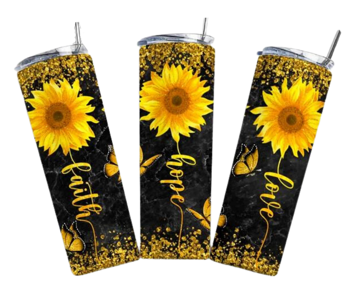 Faith Hope Love sunflower 20 oz Tumbler