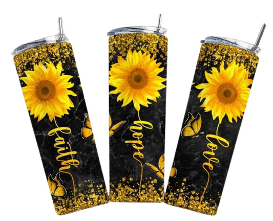 Faith Hope Love sunflower 20 oz Tumbler