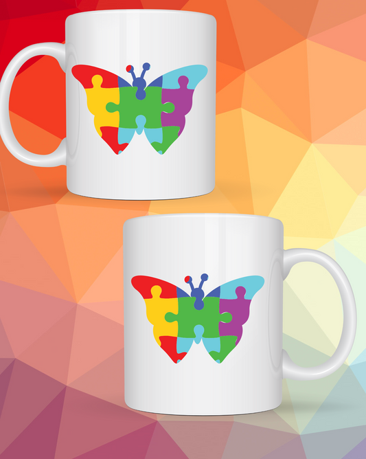 Butterfly puzzle piece 15 oz coffee mug